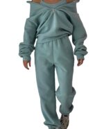 Women's Fashion Fleece Solid Color Sports Casual Suit - Image 2