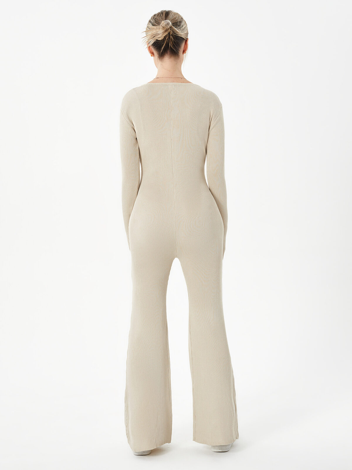 Zippered Round Neck Flared Trousers - Image 4