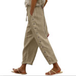 Women's Pants Elastic Waist Loose Casual Cropped Trousers - Image 3
