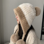 Fleece-lined Thickened Knitting Hanging Ball Woolen Cap Warm Ear Protection Knitted Hat - Image 2