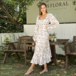 Women's Square Neck Long Sleeved Printed Dress - Image 6