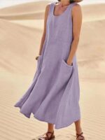 Summer Sleeveless Long Dress With Pockets Fashion Casual Loose Dresses Women's Clothing - Image 8