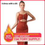 Women's Pure Color Halter Sleeveless Split Dress - Image 2