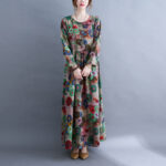 Literary Plus Size Printed Long Sleeve Dress - Image 3