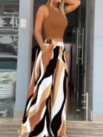 Women's Casual Vacation Style Semi-High Neck Knitted Top Set - Image 5