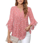 Lotus Leaf 34 Sleeve Top Solid Color Fashion - Image 5