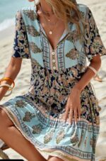 Unity Tied Leisure Vacation Dress With Doll Floral Pattern - Image 2