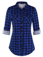 Plaid Pouch Button Cuff Comfort And Casual Printed Women's Shirt - Image 9