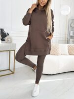 Sports Casual Hooded Sweater Thickened Underwear Leggings Two-piece Suit - Image 7