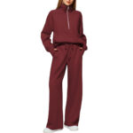 Solid Color Long-sleeved Sweater Trousers Suit Women's Suit - Image 2