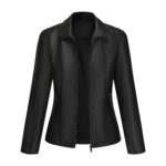 Women's Leather Jacket Knitted Stitching Stretch Coat - Image 3