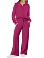 Leisure Sports Suit Long-sleeve Zipper Sweatshirt Wide Leg Pants Two-piece Set - Image 7