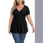 Women's Plus Size T-shirt V-neck Top - Image 2