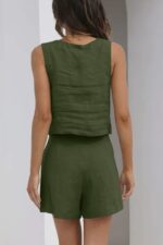 Women's Suit 2 Piece Outfits Square Neck Tops Shorts Sets Lounge Clothes Beach Summer Casual Outfits - Image 4