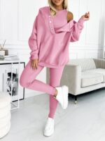 Athleisure Hoodie With Thick Thread Slim-fit Vest Pants Three Pieces Set - Image 8