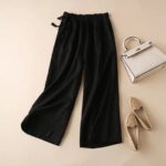 High Waist Side Lace-up Retro Art Elastic-waist Casual Pants For Women - Image 8