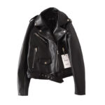Women's Black PU Leather Zip Jacket - Image 4