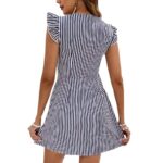 Summer V-neck Single-breasted Fly-sleeve Women's Shirt Dresses With Elegant Splicing Stripe Printing Beach Style Dress - Image 5