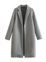 Women's Casual Woolen Lapel Non-buckle Overcoat Coat - Image 7