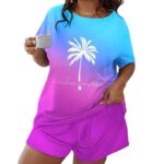Love Patch Short Sleeve Pajamas Leopard Print Shorts Two-piece Suit - Image 4