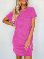 Striped Short Sleeve Pocket Dress Women - Image 9