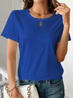 Casual Women's Round Neck Short Sleeve Sports Pure Cotton T-shirt - Image 4