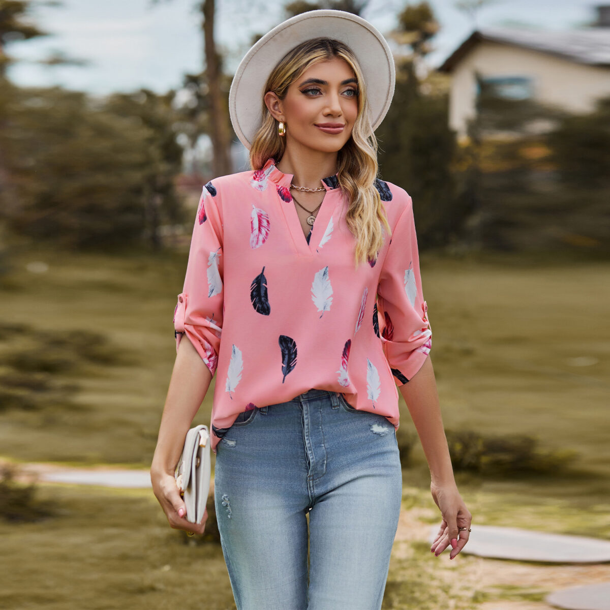 Feather Print Shirt - Image 1