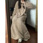 Winter Coral Fleece Sleepwear Women's Nightgown Long Night Dress Pajamas With Pockets Thickened Jacquard Dress Warm Home Clothes - Image 5