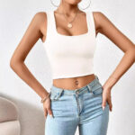 Square Collar Short Slim Vest - Image 2