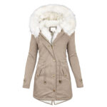 Women's cotton padded jacket with white collar - Image 4