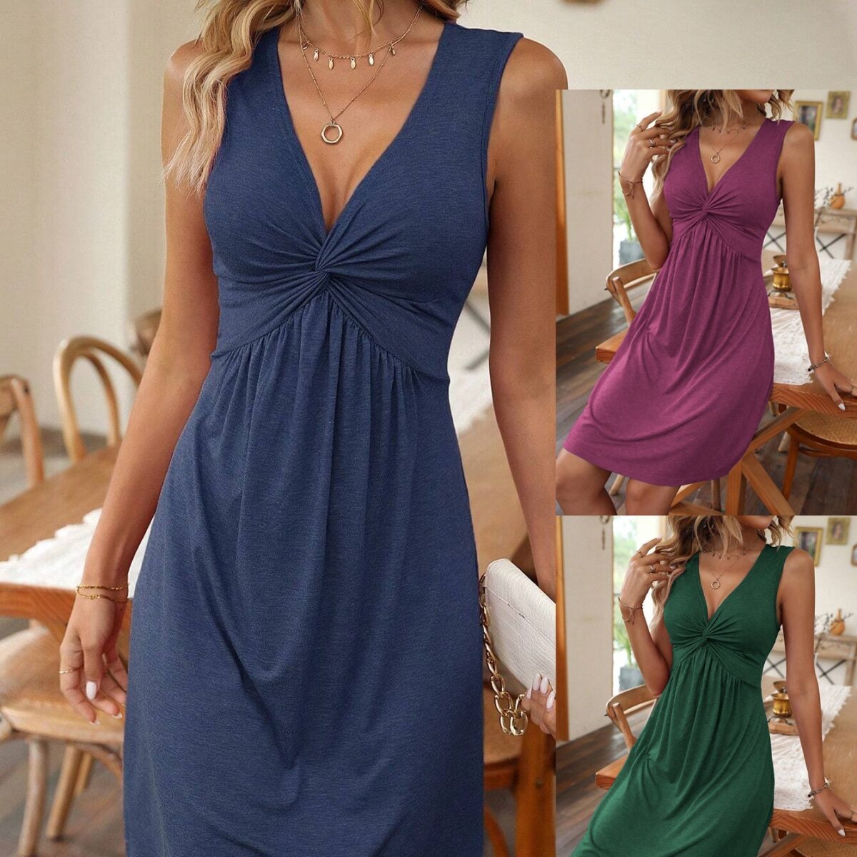 Knitted Fabric Hot Girl Design Sense Waist Slimming Dress - Image 1