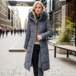 Winter Long Coat With Thickened Fur Collar Straight Slim Cotton-padded Jacket Women - Image 9