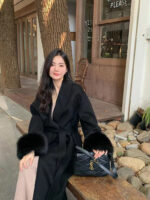 Cuff Detachable Fox Fur Cashmere Coat - Image 6