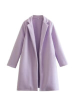 Women's Casual Woolen Lapel Non-buckle Overcoat Coat - Image 10