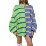 Striped Knitted Long-sleeved Sweater For Women - Image 3