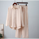 European And American Ins Style Solid Color Leisure Fashion Long Sleeve Blouse And Pants - Image 9
