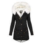 Women's cotton padded jacket with white collar - Image 3