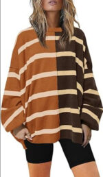 Striped Knitted Long-sleeved Sweater For Women - Image 10