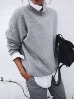 Fashion Long Sleeve Pullover Sweater Fall And Winter Fashion Solid Color Knitted Tops For Women Clothing - Image 7