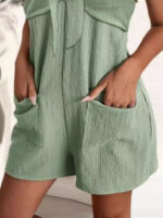 Women's Clothing Elegant Solid Color Metal Strap Pocket Short Casual Jumpsuit - Image 5
