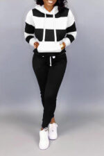 Women's Clothing Sweater Stitching Hooded Casual Sports Suit - Image 7