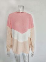 Women's Tricolor Inlaid Patchwork Knitted Sweater - Image 5