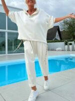 Women's Solid Color Hooded Sweatshirt Two-piece Set - Image 7
