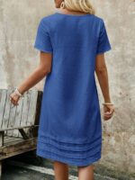 Women's Solid Color Round Neck Short Sleeve Simple Casual Dres - Image 5