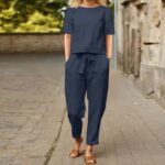 Women's Cotton And Linen Wide-leg Pants Suit - Image 2
