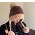 Fleece-lined Thickened Knitting Hanging Ball Woolen Cap Warm Ear Protection Knitted Hat - Image 3