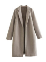 Women's Casual Woolen Lapel Non-buckle Overcoat Coat - Image 2