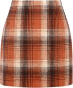 Women's High Waist Plaid Tight Pencil Wool Mini Skirt - Image 5