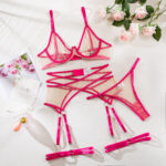 Nude Feel Breathable Mesh See-through Underwear Four-piece Set - Image 5