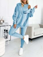 Athleisure Hoodie With Thick Thread Slim-fit Vest Pants Three Pieces Set - Image 6